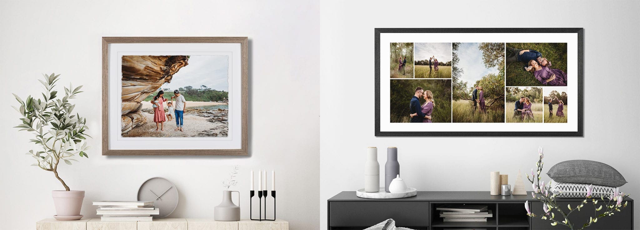 Photograph of wall art options available, family and cake smash sessions