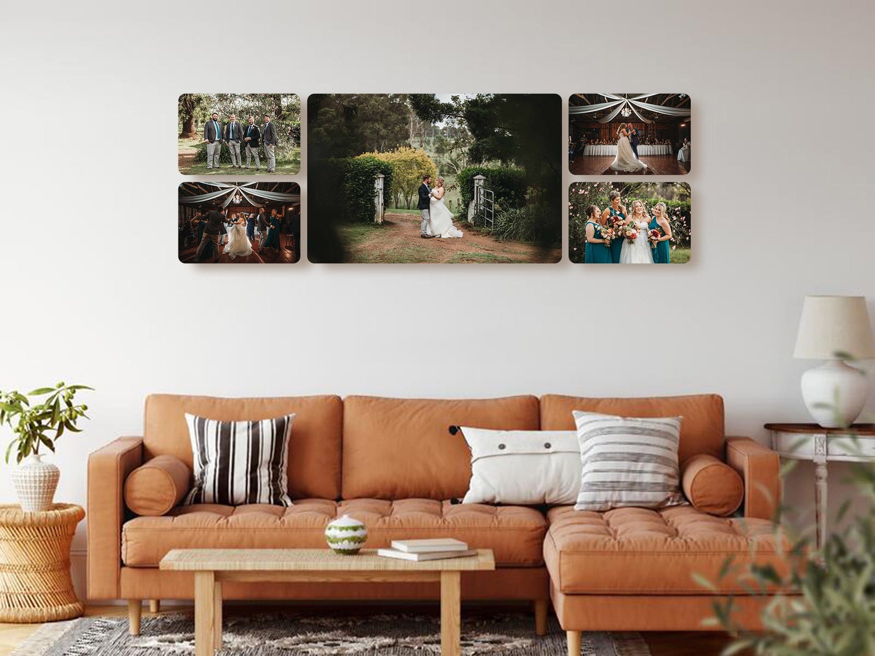 Wall art display of a Gledswood Estate wedding 