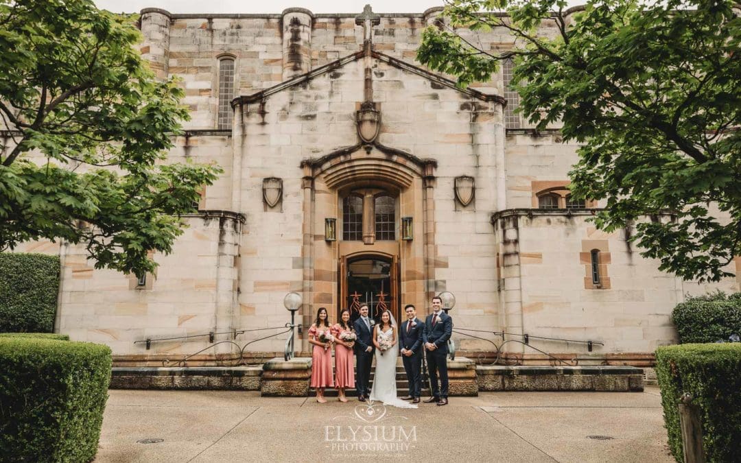 Sydney Wedding - bridal party stand together outside church after the ceremony