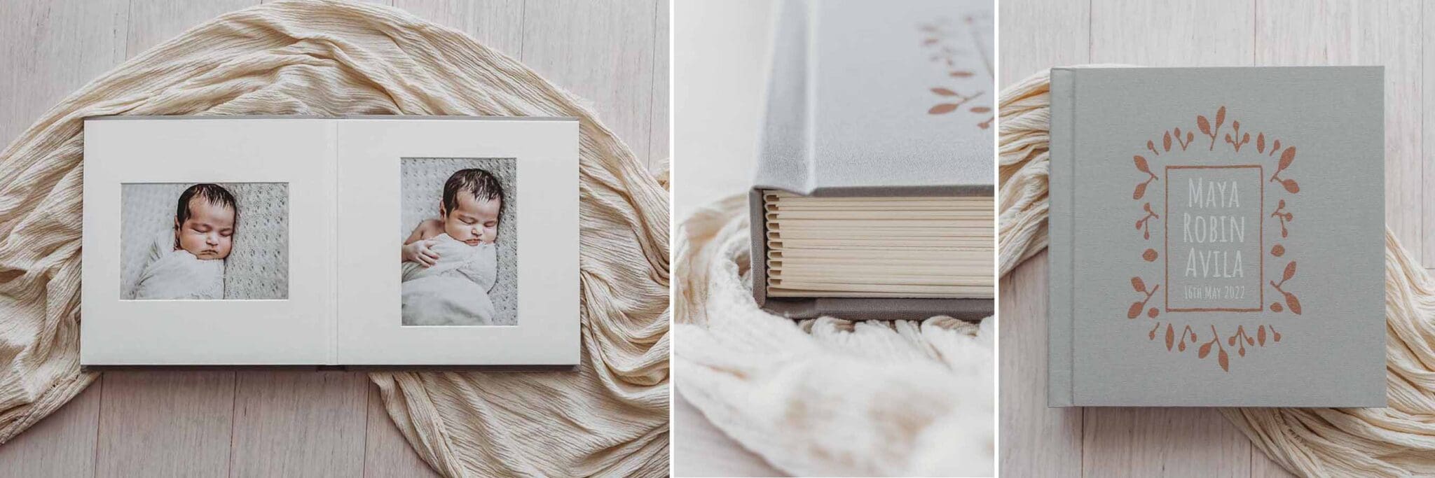 Newborn Photography showing an album sample