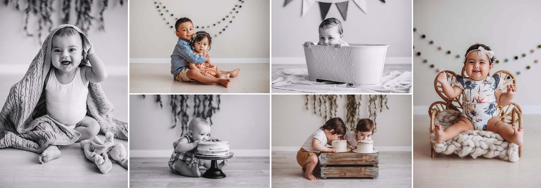 Studio newborn and cake smash images