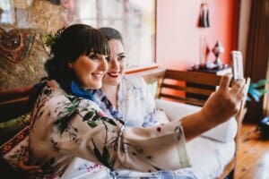 Sydney Wedding Photographer - bride and her bridesmaid take a selfie