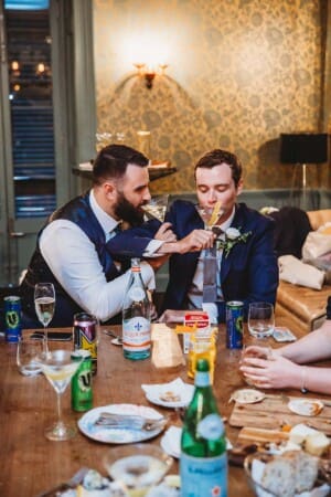 Sydney Wedding Photographer - bridal party sip cocktails before the reception