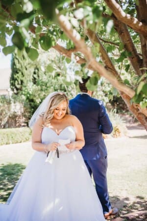 Gledswood Wedding - bride and groom exchange letters before the ceremony