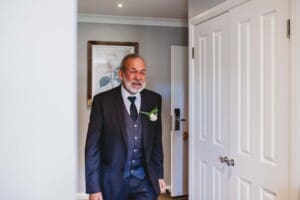 Gledswood Wedding - brides father cries as he sees his daughter