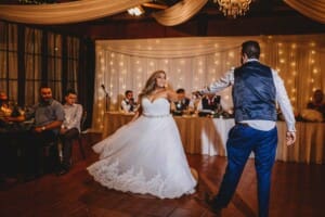 Gledswood Wedding - bride and groom share their first dance