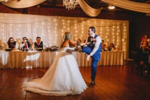 Gledswood Wedding - bride and groom share their first dance