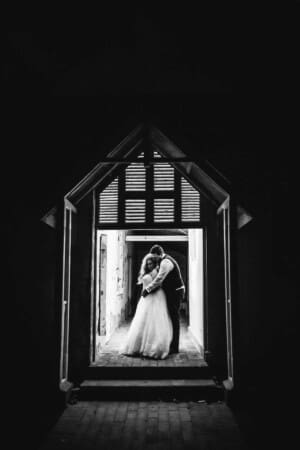 Gledswood Wedding - bride and groom at night in the venue homestead