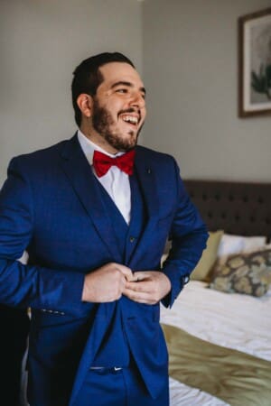 Gledswood Wedding - grooms portrait during prep