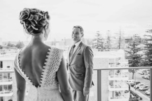 Sydney wedding photographer - grooms first look at his bride