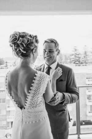 Sydney wedding photographer - grooms first look at his bride