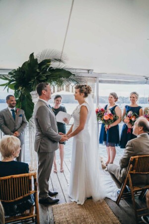 Sydney wedding photographer - bride and groom during their Manly ceremony