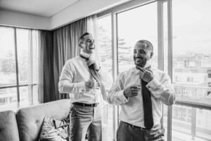 Sydney Wedding - The groom having a laugh with his groomsman