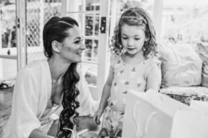Chapel Hill Wedding - The bridal sits beside her flower girl