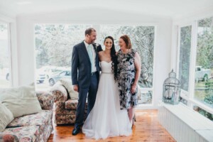 Chapel Hill Wedding - bride hugs her parents before the ceremony