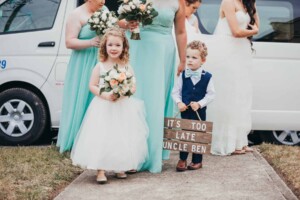 Flower girl and page boy before the wedding