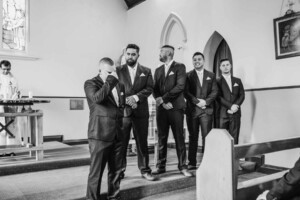 A groom gets emotional seeing his bride