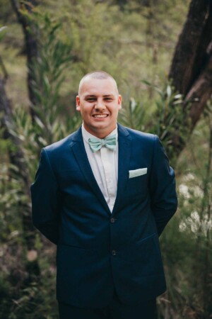 The groom on his wedding day at Chapel Hill