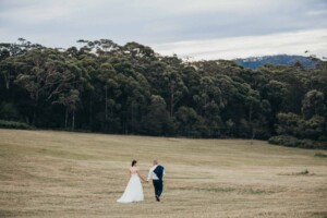 A couple walking down the hill at Chapel Hill