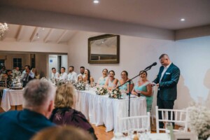 The groom presents his wedding speech