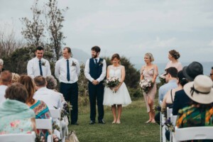 The bridal party during the wedding ceremony