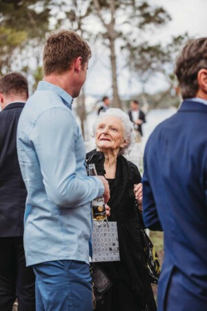 Guests mingle and chat before the wedding ceremony at Birchgrove