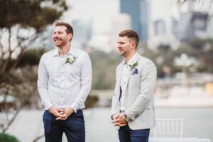 A groom and his groomsman waiting for the wedding ceremony