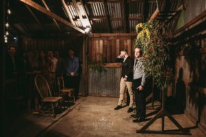 Gledswood Wedding - A groom eagerly awaits his brides arrival at the Gledswood wedding ceremony