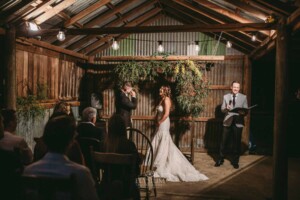 Gledswood Wedding - A groom is overcome with emotion as he sees his bride at their wedding ceremony