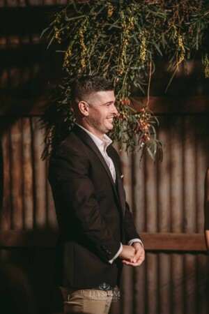 Gledswood Wedding - Wedding portrait of a groom at the wedding ceremony