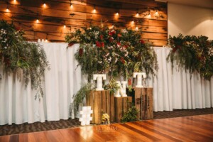 Gledswood Wedding - Bridal table floral details at a Gledswood Estate wedding reception