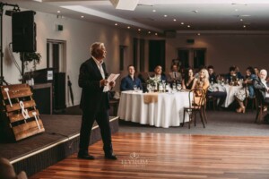 Gledswood Wedding - Father of the bride delivers his speech at the wedding reception
