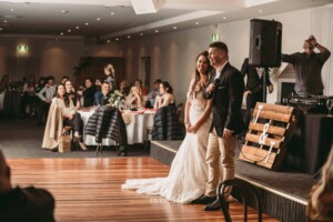 Gledswood Wedding - Bride and groom speech to their guests at the wedding reception