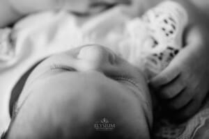 Newborn session - baby eyelash detail images in black and white