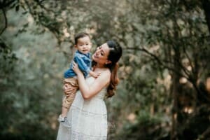 Maternity Session - A pregnant mother cuddles her little boy