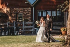Gledswood Wedding - bride and her dad walk down the aisle to the ceremony