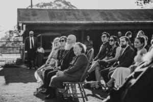 Gledswood Wedding - wedding guests watch the ceremony