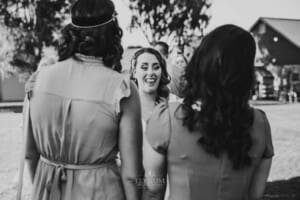 Gledswood Wedding - bride greets guests after the ceremony