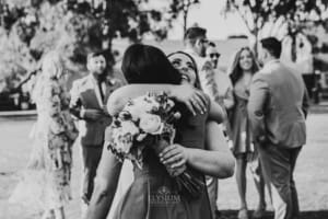 Gledswood Wedding - bride greets guests after the ceremony