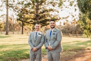 Gledswood Wedding - groom stands with his groomsman