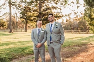 Gledswood Wedding - groom stands with his groomsman