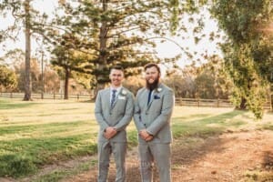 Gledswood Wedding - groom stands with his groomsman
