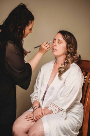 Gledswood Wedding - bride gets her make-up done