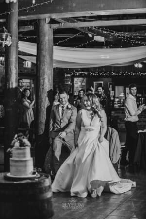 Gledswood wedding - bride and groom enter their reception