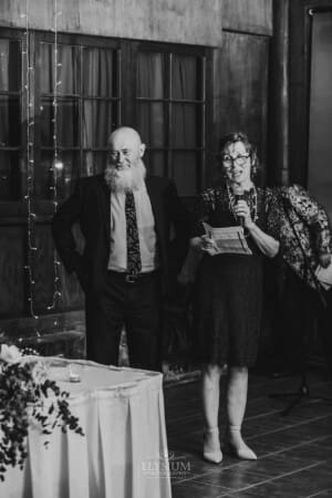 Gledswood wedding - groom's parents make their speech at the reception