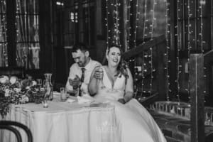 Gledswood wedding - bride and groom make a toast during the speeches