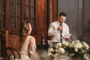 Gledswood wedding - Groom makes his speech at the reception