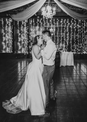 Gledswood wedding - the bride and groom share their first dance