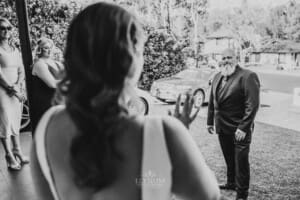 Gledswood Wedding - bride's father gets emotional as he sees his daughter
