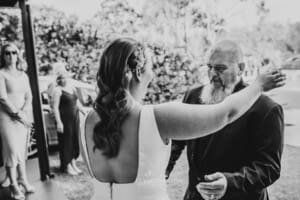 Gledswood Wedding - bride's father gets emotional as he sees his daughter